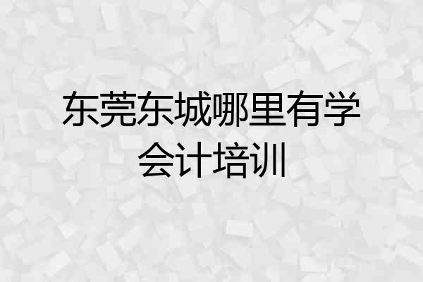 东莞东城哪里有学会计培训