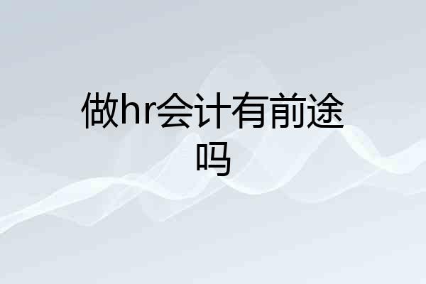 做hr会计有前途吗
