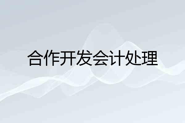 合作开发会计处理