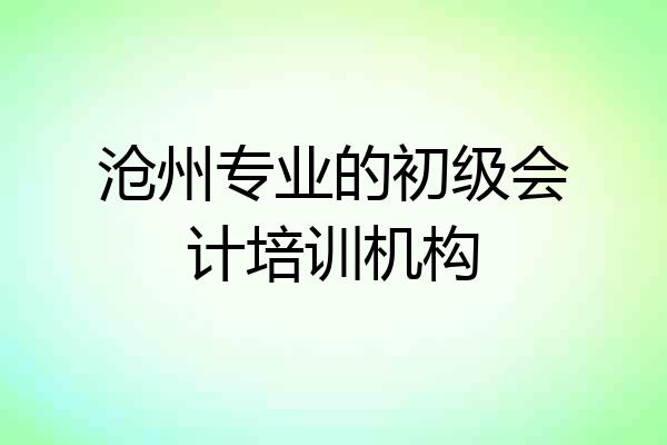 沧州专业的初级会计培训机构