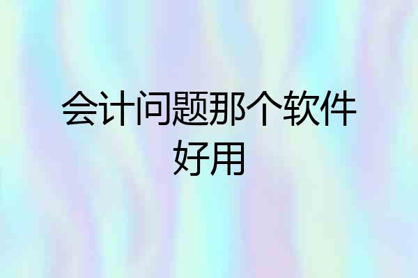 会计问题那个软件好用