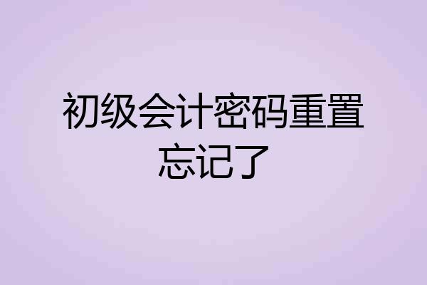 初级会计密码重置忘记了