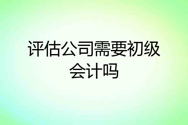 评估公司需要初级会计吗