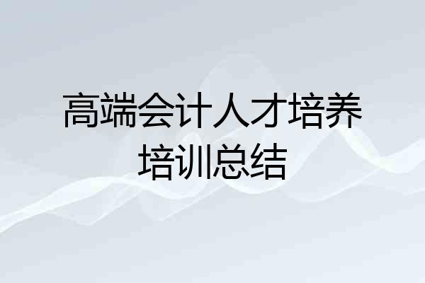 高端会计人才培养培训总结