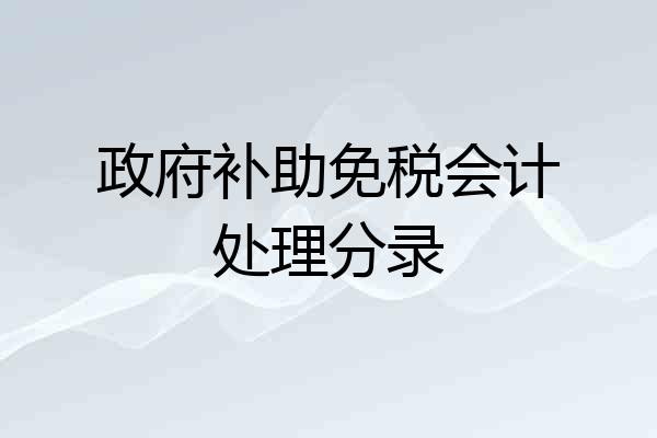 政府补助免税会计处理分录