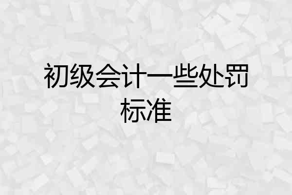 初级会计一些处罚标准