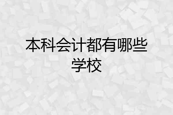 本科会计都有哪些学校