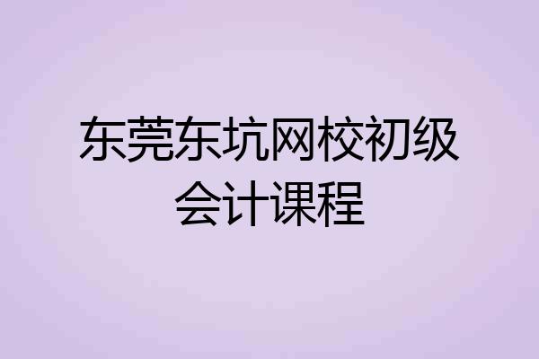 东莞东坑网校初级会计课程