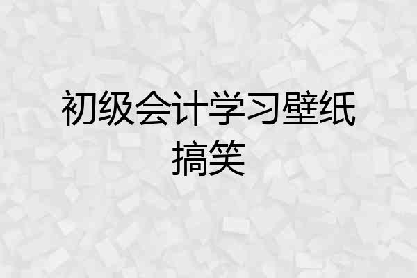 初级会计学习壁纸搞笑
