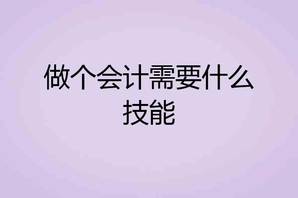 做个会计需要什么技能