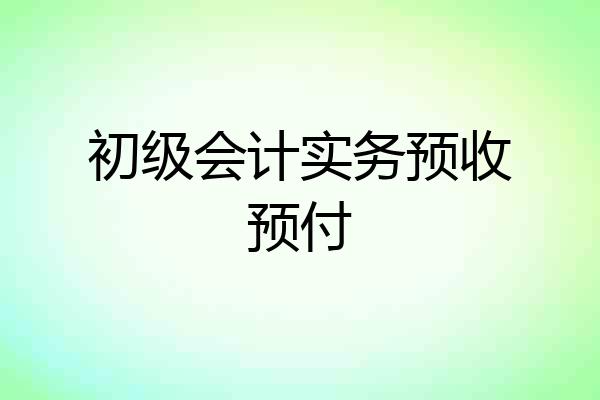 初级会计实务预收预付