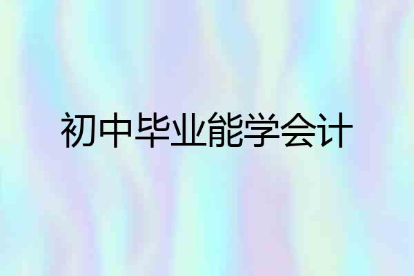 初中毕业能学会计