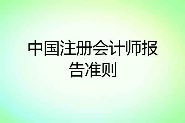 中国注册会计师报告准则