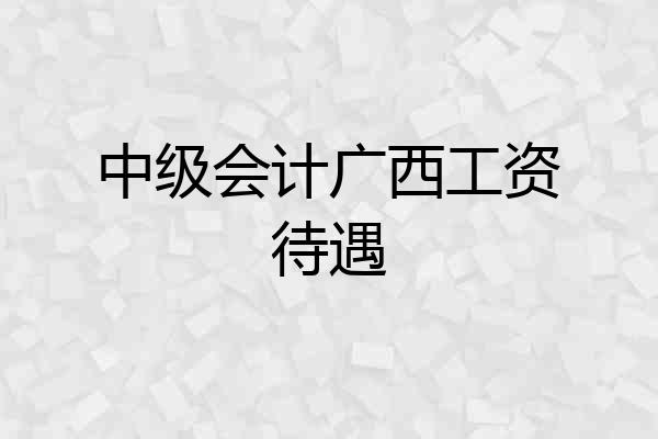 中级会计广西工资待遇