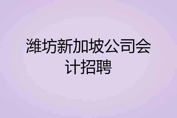 潍坊新加坡公司会计招聘