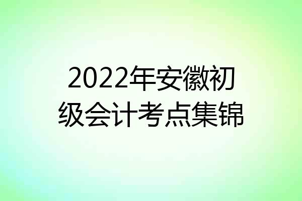 2022年安徽初级会计考点集锦