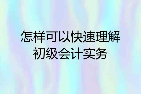 怎样可以快速理解初级会计实务