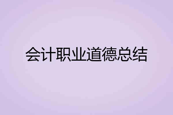 会计职业道德总结