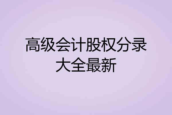 高级会计股权分录大全最新