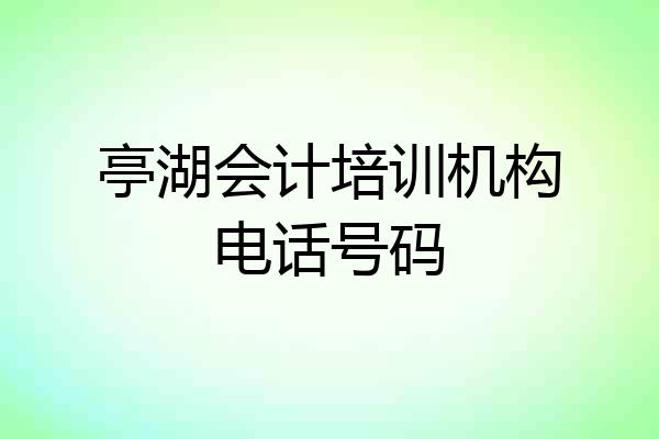 亭湖会计培训机构电话号码
