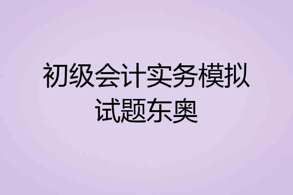 初级会计实务模拟试题东奥
