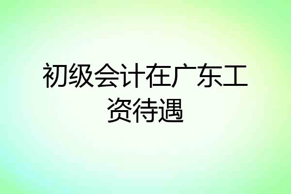 初级会计在广东工资待遇