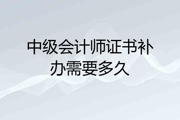 中级会计师证书补办需要多久