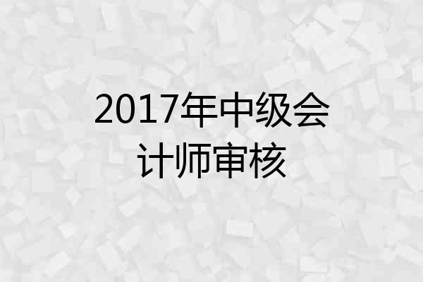 2017年中级会计师审核