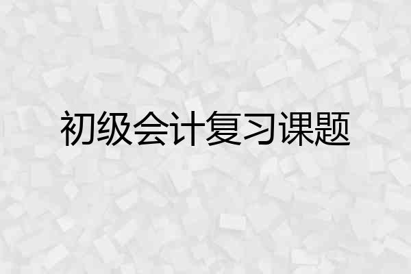 初级会计复习课题