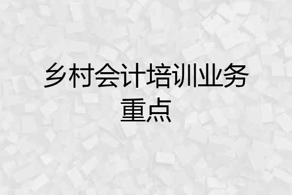 乡村会计培训业务重点