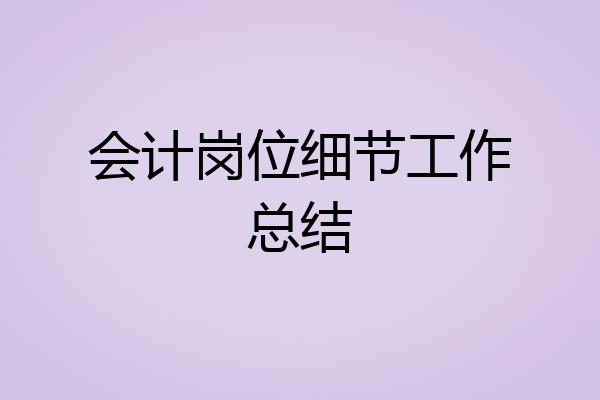 会计岗位细节工作总结