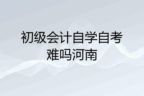 初级会计自学自考难吗河南