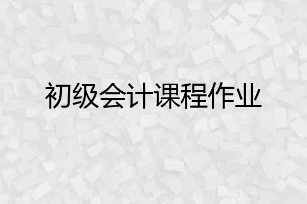 初级会计课程作业