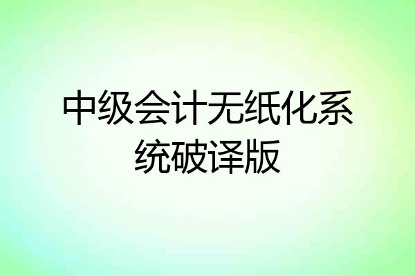 中级会计无纸化系统破译版