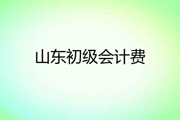 山东初级会计费