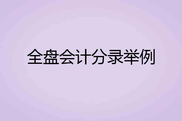 全盘会计分录举例