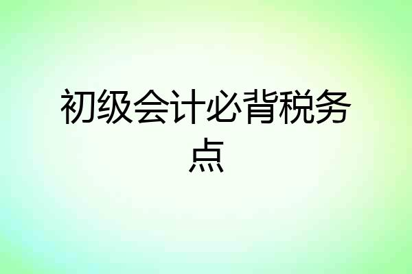 初级会计必背税务点