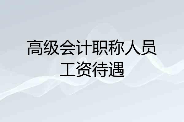 高级会计职称人员工资待遇