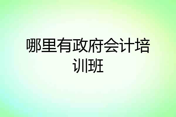 哪里有政府会计培训班
