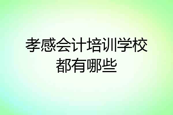 孝感会计培训学校都有哪些