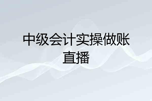 中级会计实操做账直播