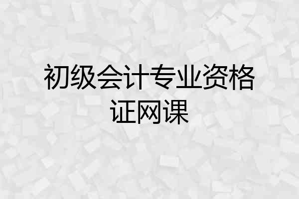 初级会计专业资格证网课