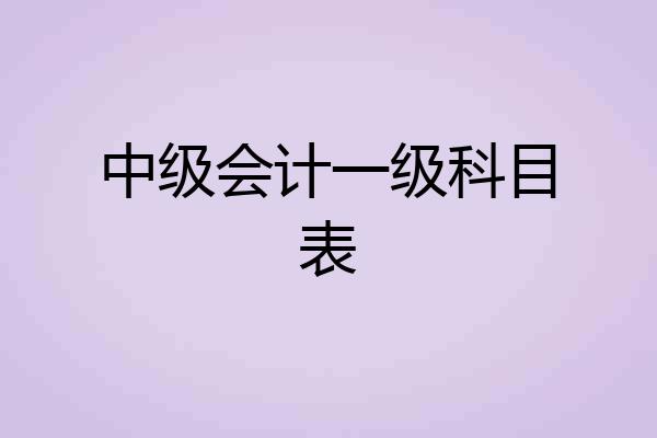 中级会计一级科目表