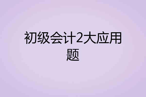 初级会计2大应用题