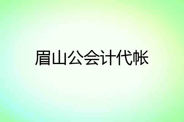 眉山公会计代帐