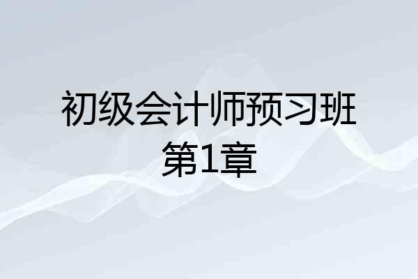 初级会计师预习班第1章