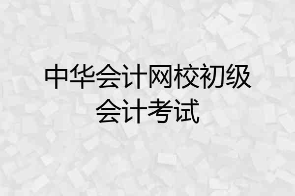 中华会计网校初级会计考试