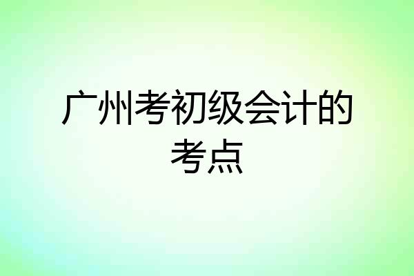 广州考初级会计的考点