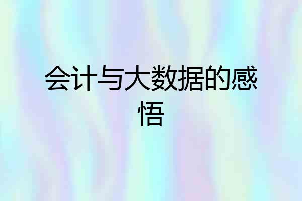 会计与大数据的感悟