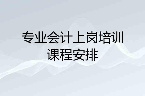 专业会计上岗培训课程安排
